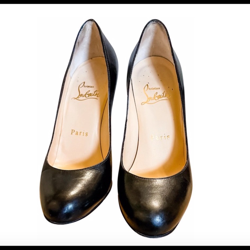 CHRISTIAN LOUBOUTIN Black Simple 100 Kid Pumps